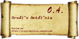 Orsós Antónia névjegykártya